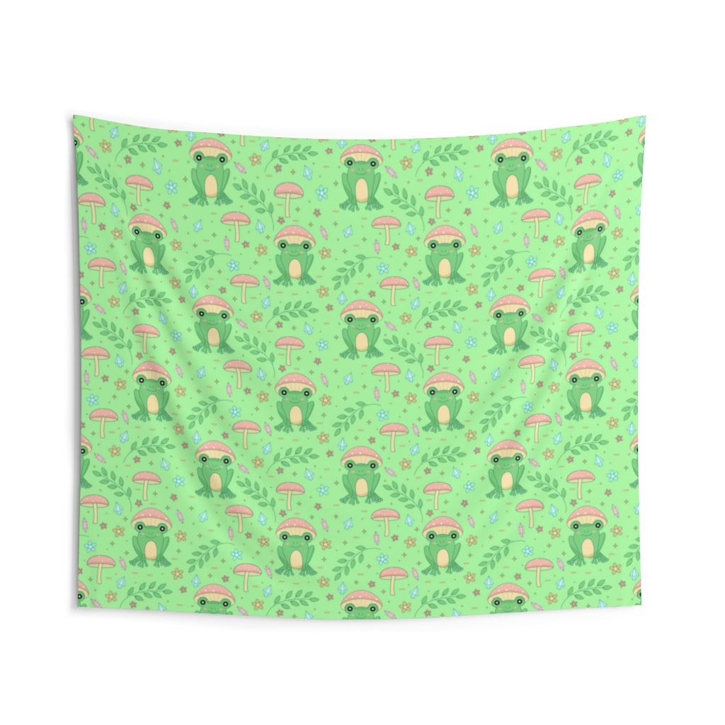 Cottagecore Frog Mushroom Wall Tapestry