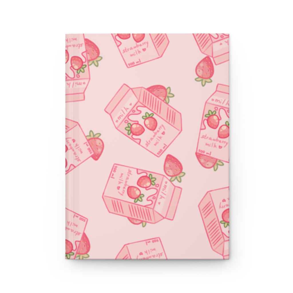 Kawaii Strawberry Milk Hardcover Journal