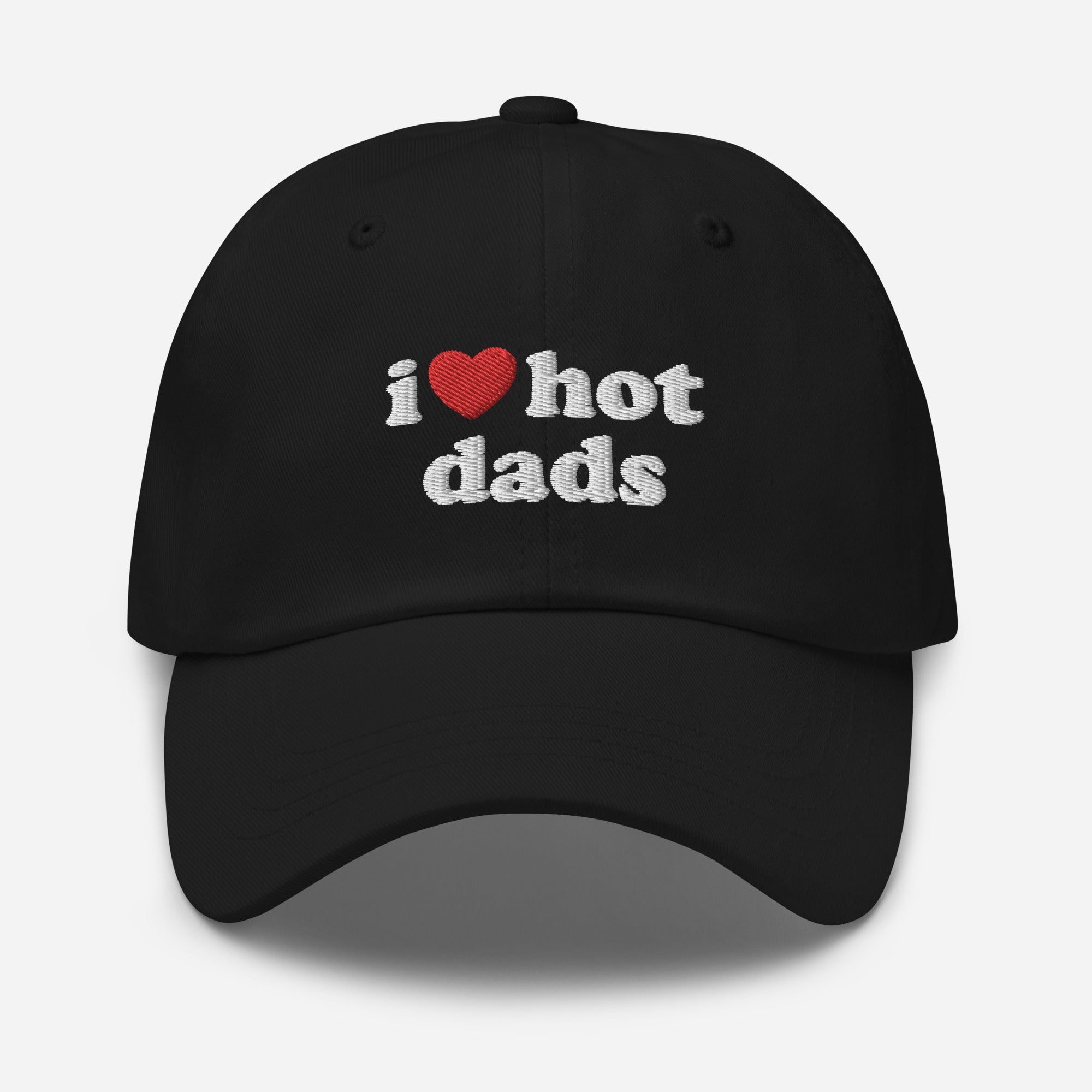 I Love Hot Dad Trucker Hat - Adjustable Snapback, Unisex Baseball Cap, Casual Hip-Hop Style, Black, One Size
