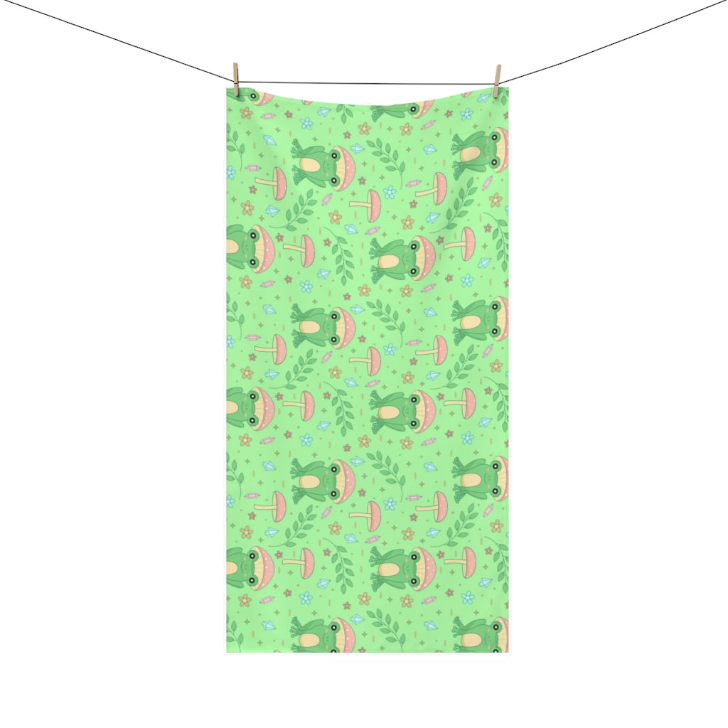 Cottagecore Frog Mushroom Beach Towel