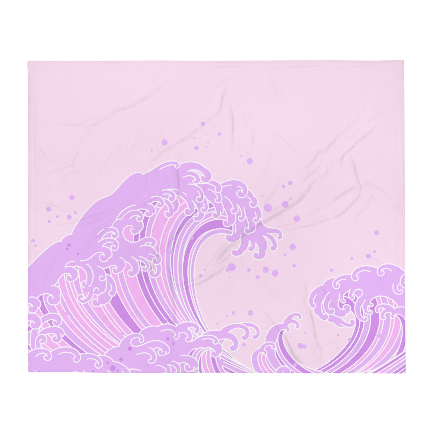 Kawaii Pink Purple Great Wave Kanagawa Throw Blanket