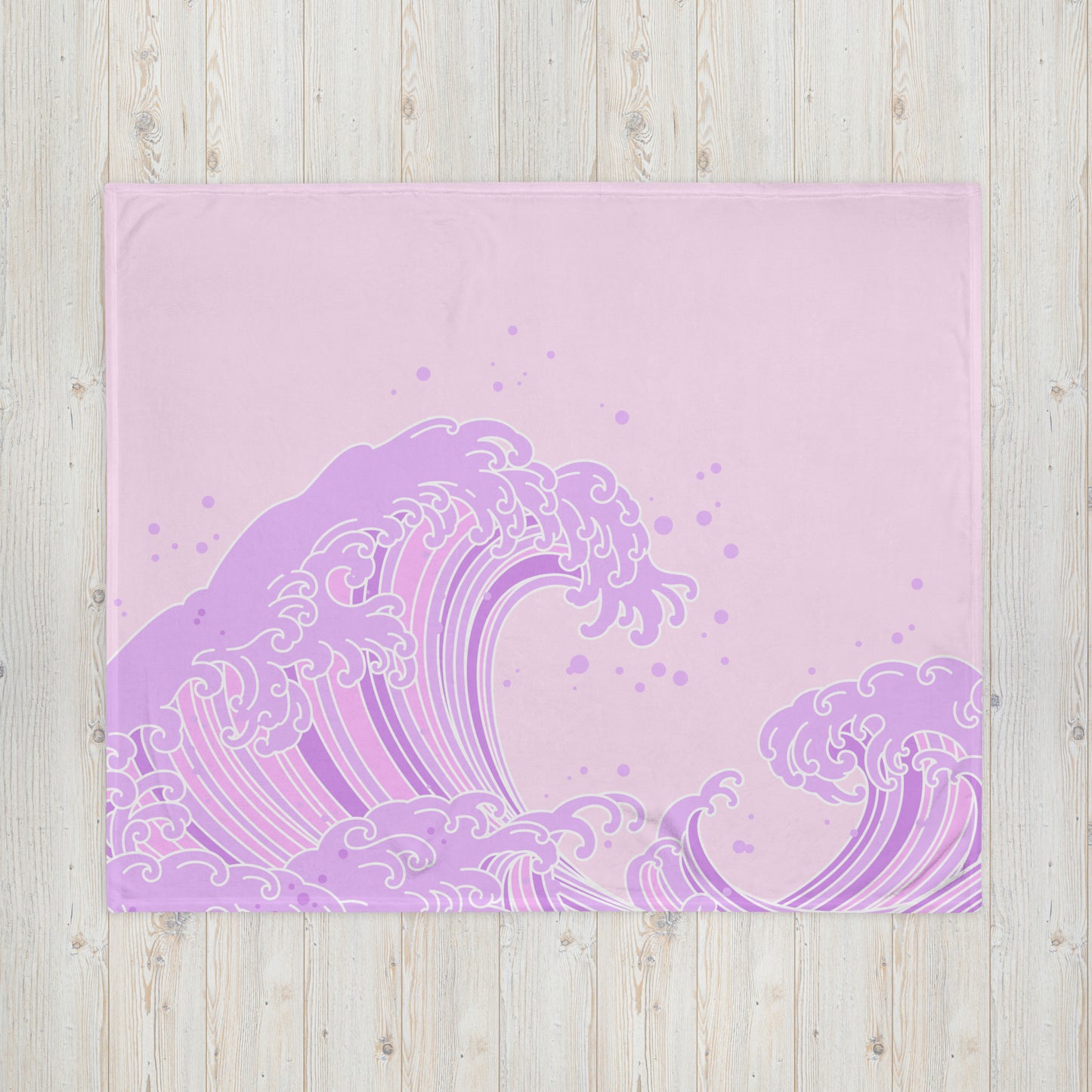 Kawaii Pink Purple Great Wave Kanagawa Throw Blanket