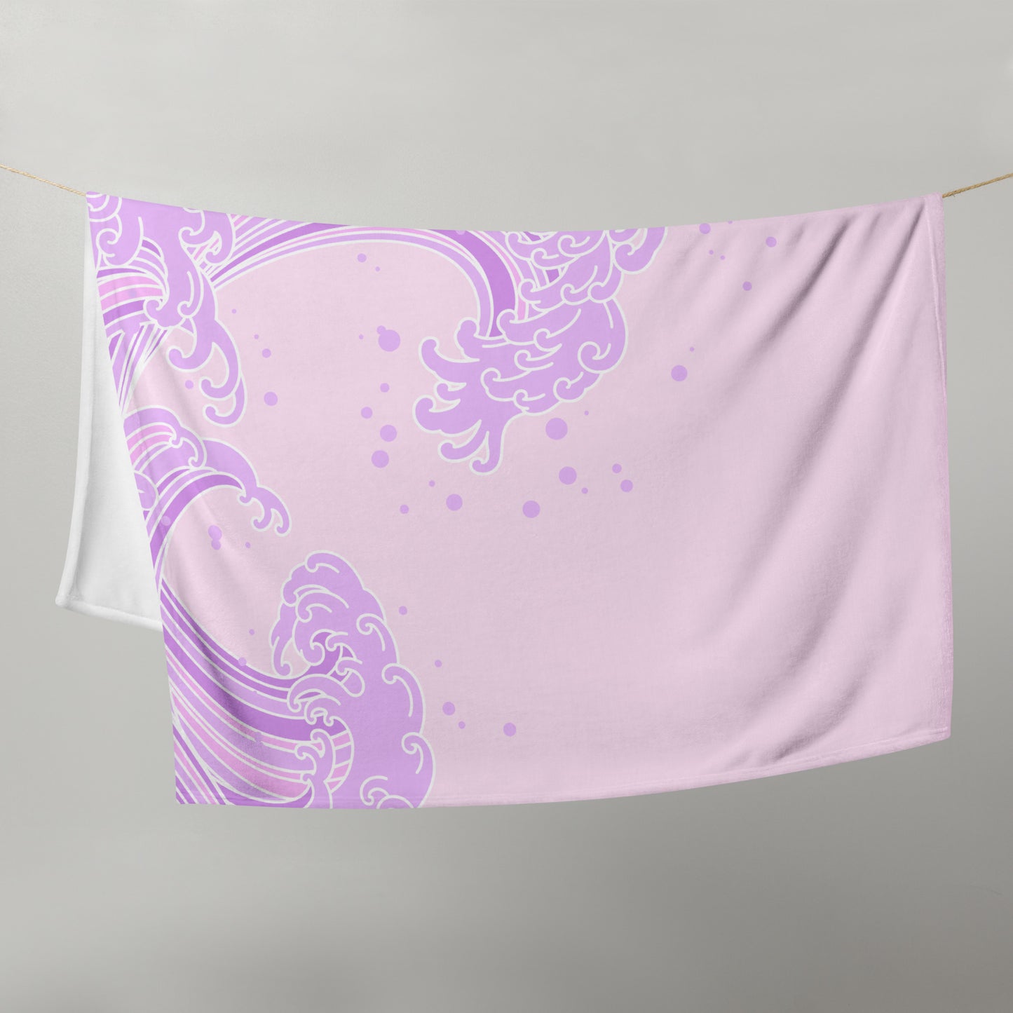 Kawaii Pink Purple Great Wave Kanagawa Throw Blanket