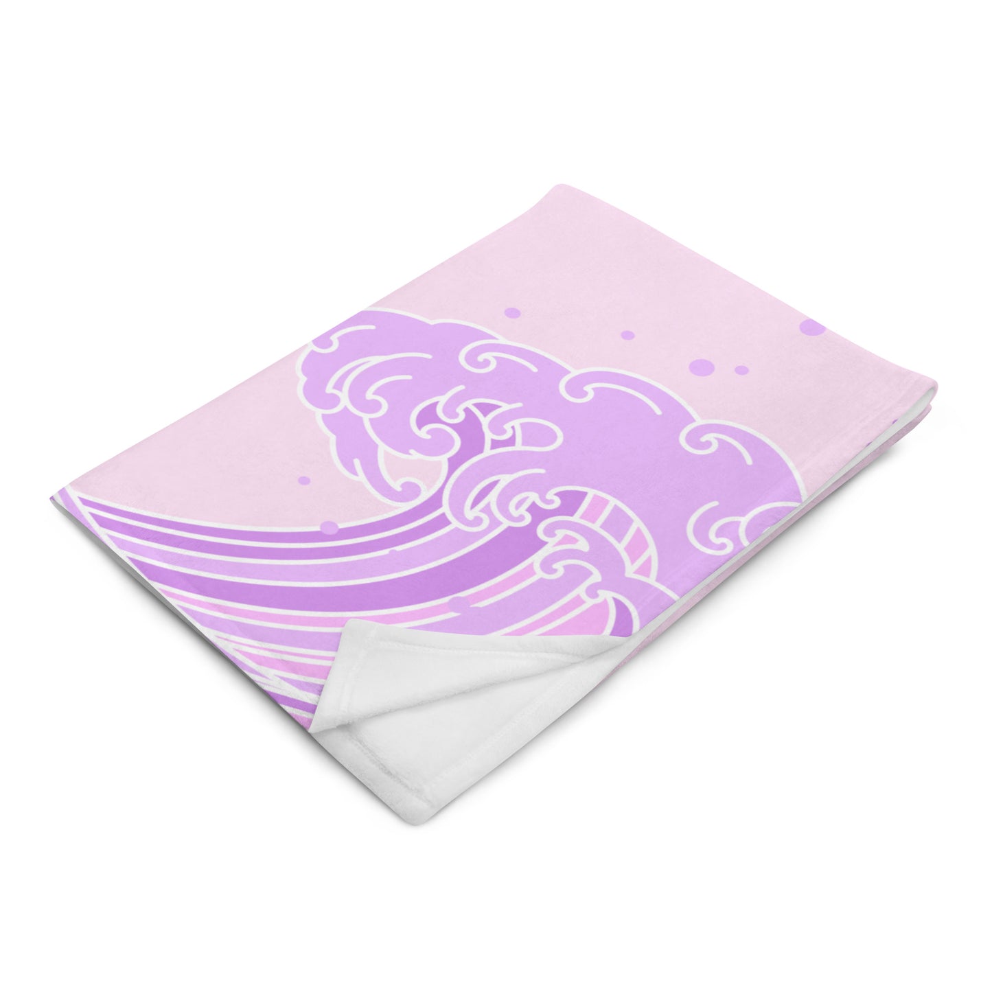 Kawaii Pink Purple Great Wave Kanagawa Throw Blanket