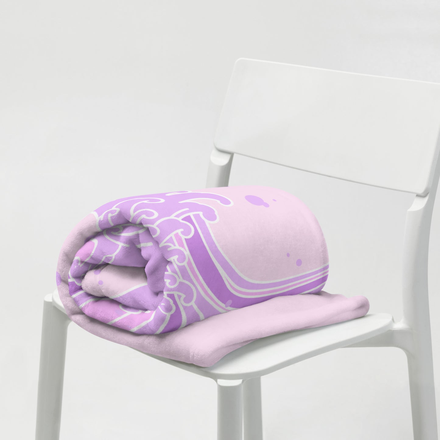 Kawaii Pink Purple Great Wave Kanagawa Throw Blanket