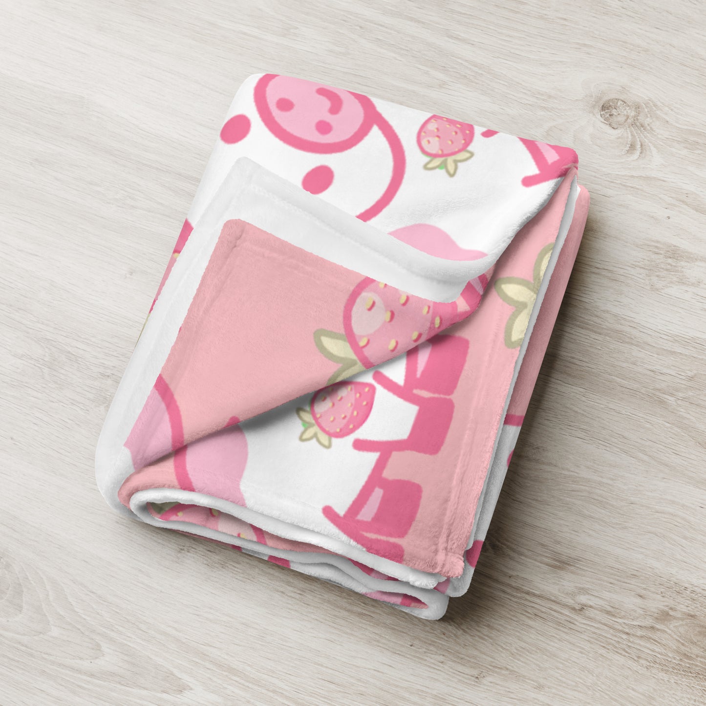 Kawaii Strawberry Cow Throw Blanket