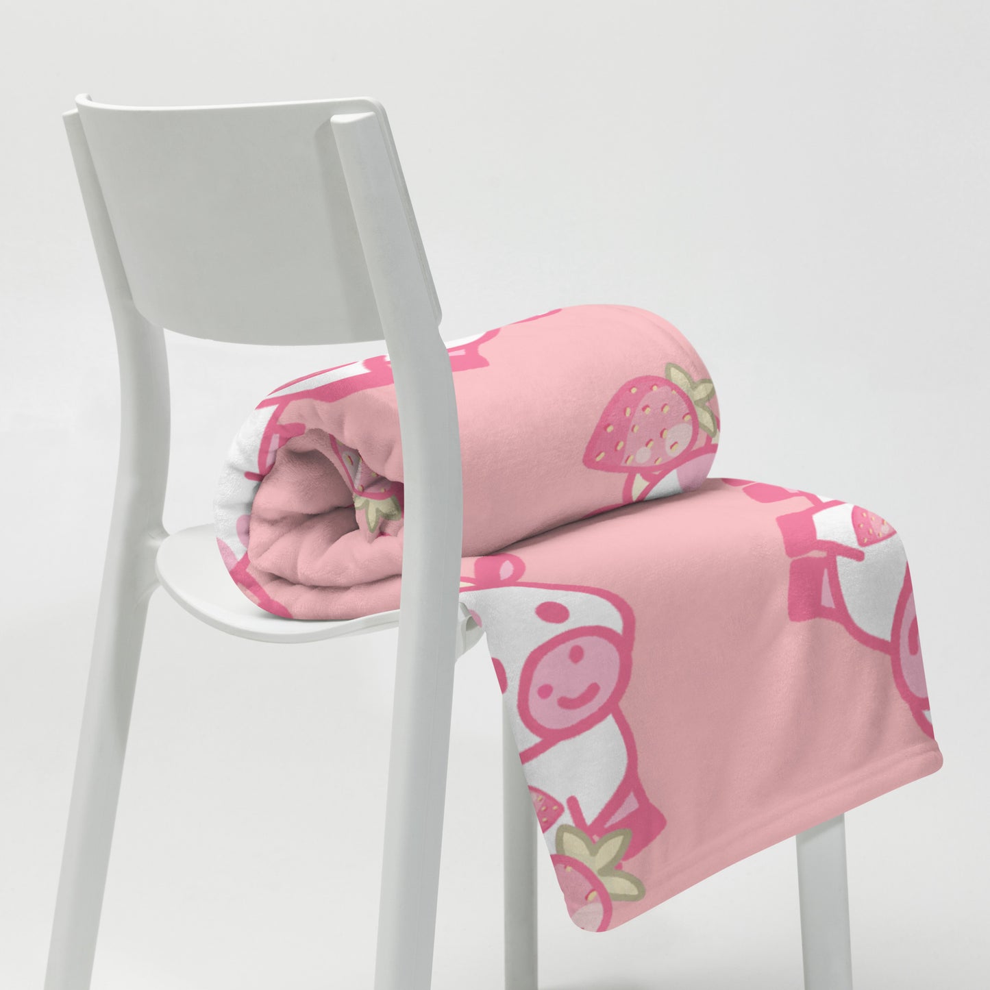 Kawaii Strawberry Cow Throw Blanket