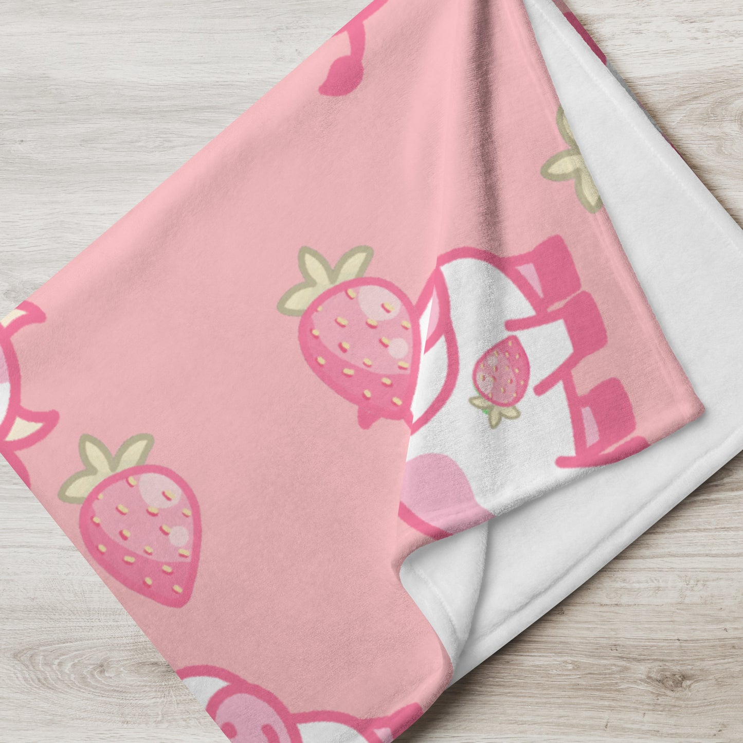 Kawaii Strawberry Cow Throw Blanket