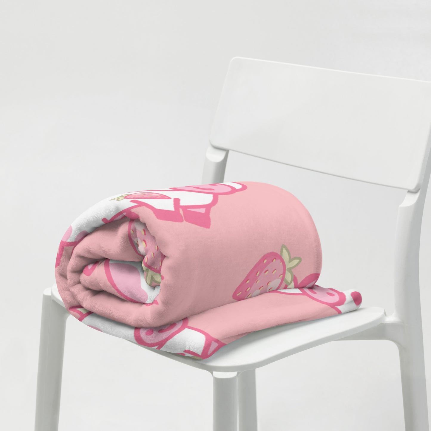 Kawaii Strawberry Cow Throw Blanket
