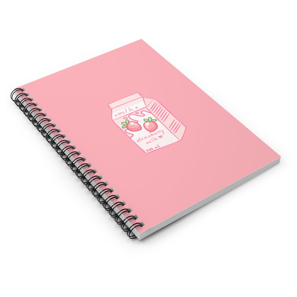 Kawaii Strawberry Milk Cartoon Spiral Notebook