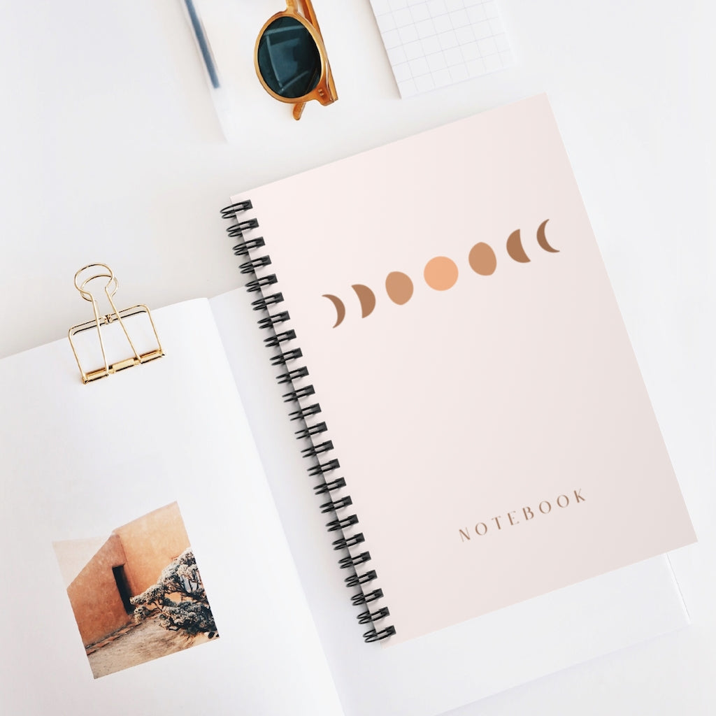 Boho Moon Phases Spiral Notebook