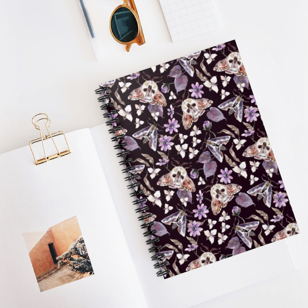 Dark Academia Moth Spiral Notebook