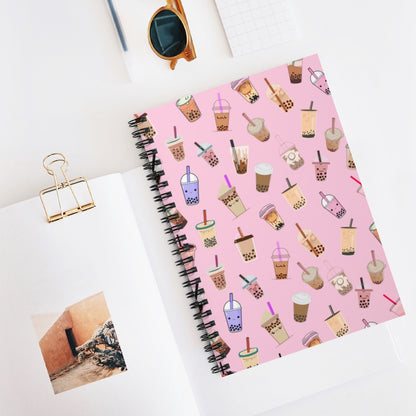 Kawaii Boba Milk Tea Spiral Notebook