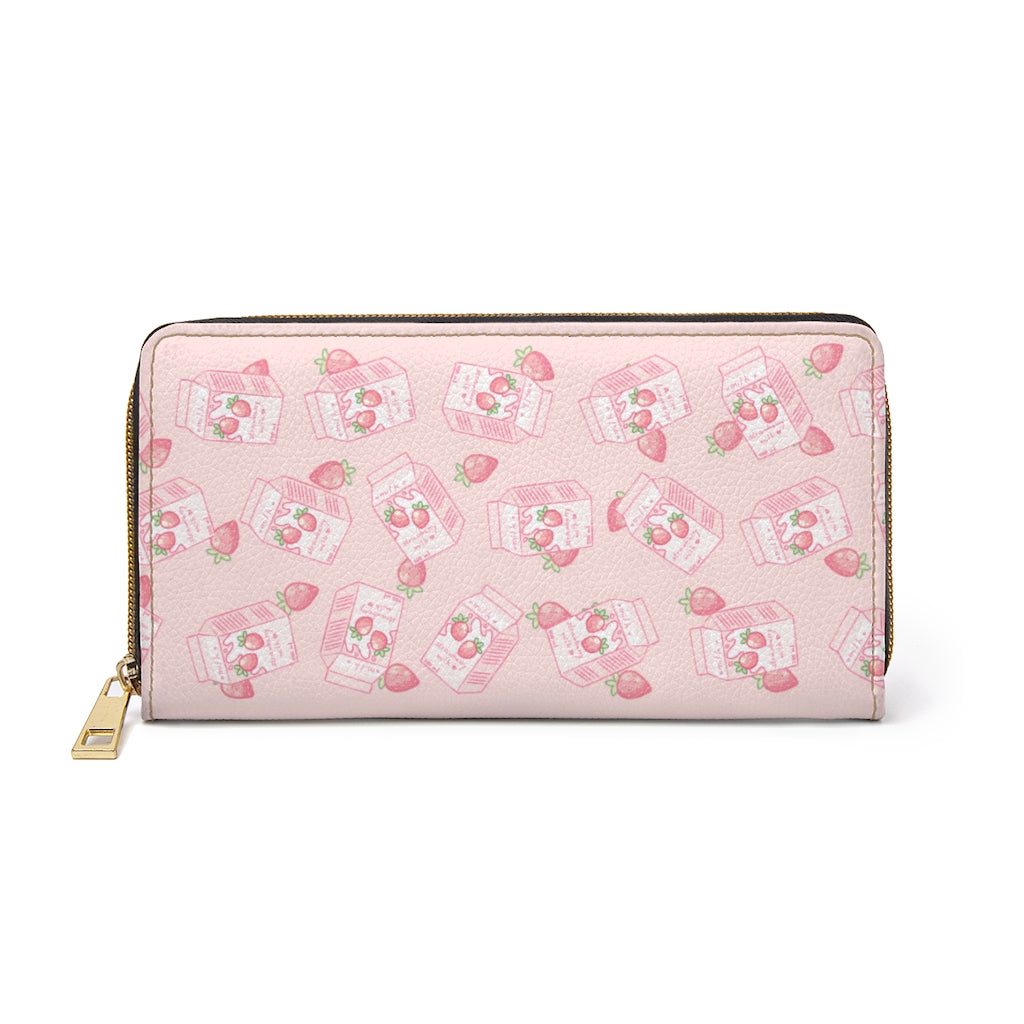 Kawaii Strawberry Milk Cartoon Zipper Wallet