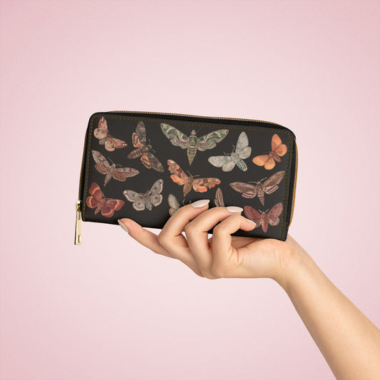 Cottagecore Moth Zipper Wallet