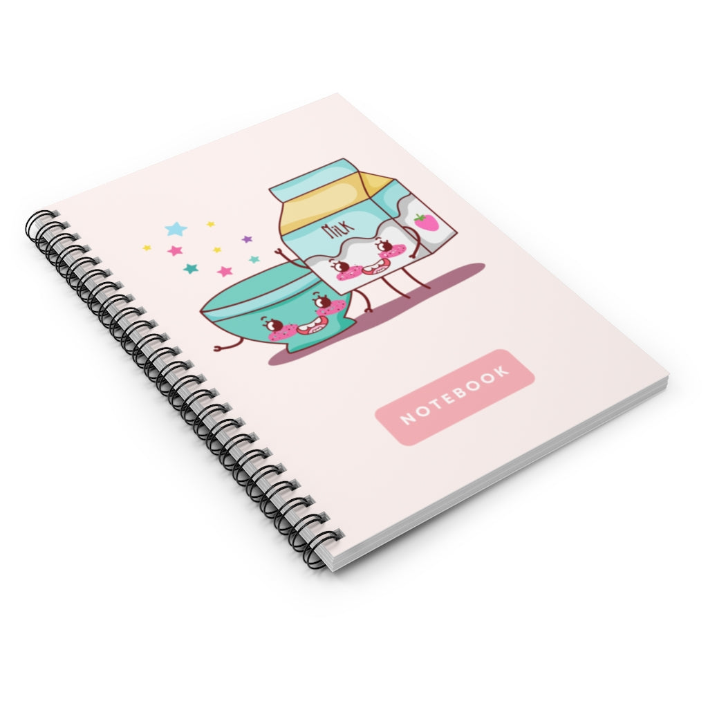 Strawberry Milk Box & Kawaii Bowl Spiral Notebook