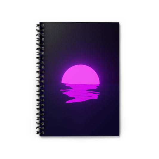 Aesthetic Vaporwave Neon Purple Sunset Sea Notebook