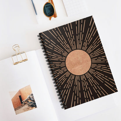 Mid Century Modern Dark Sun Spiral Notebook