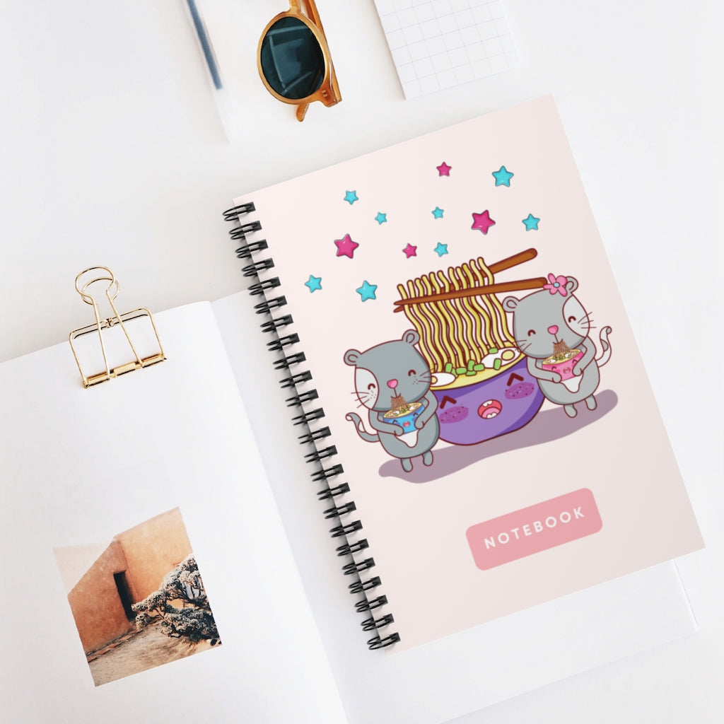 Kawaii Ramen Bowl Sushi Cats Spiral Notebook