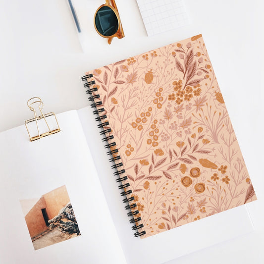 Bohemian Aesthetic Floral Spiral Notebook