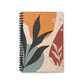 Boho Floral Neutral Brown Green Spiral Notebook