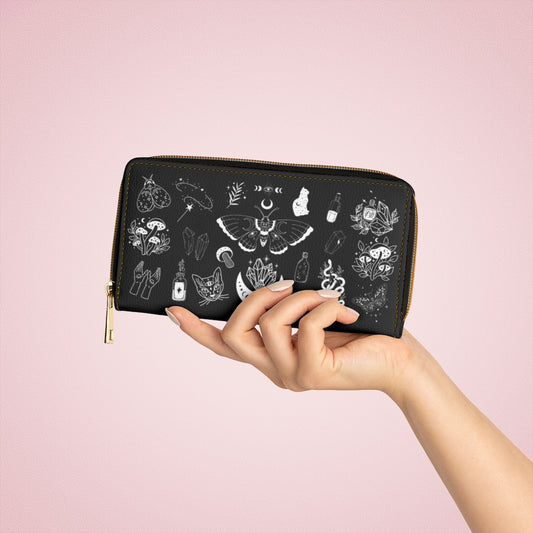 Occult Witchy Dark Academia Zipper Wallet