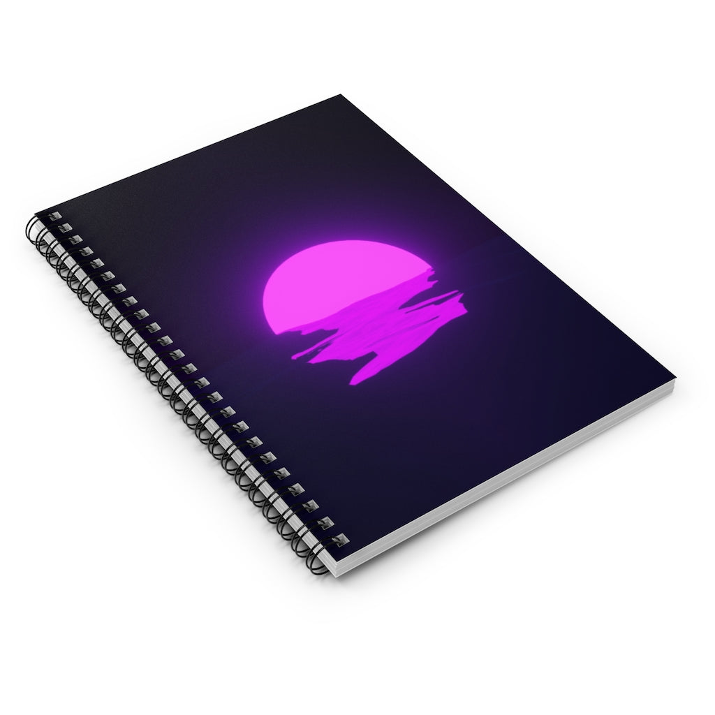 Aesthetic Vaporwave Neon Purple Sunset Sea Notebook