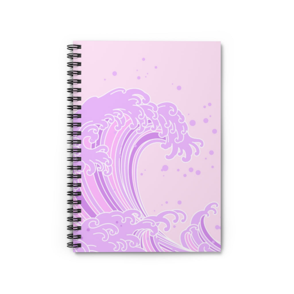 Pastel Pink Kawaii Great Wave Kanagawa Spiral Notebook