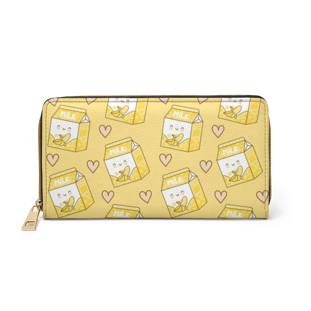 Kawaii Yellow Banana Milk Zipper Wallet