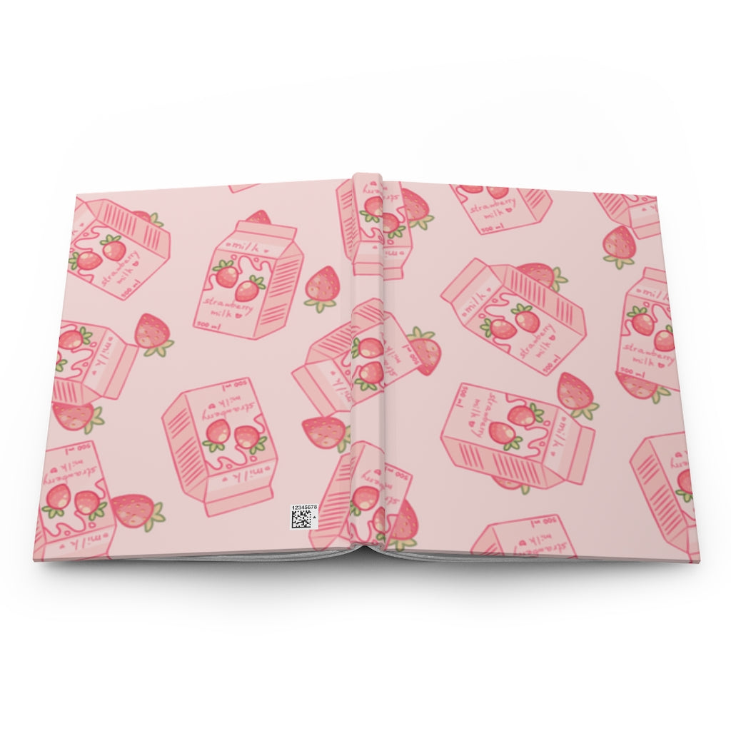 Kawaii Strawberry Milk Hardcover Journal