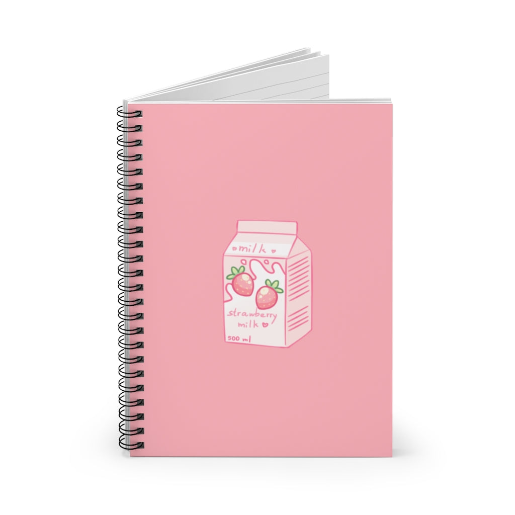 Kawaii Strawberry Milk Cartoon Spiral Notebook