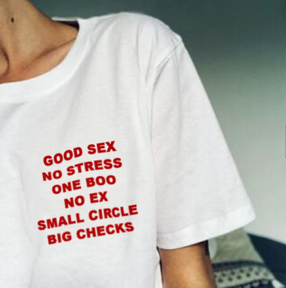 Good Sex No Stress One Boo No Ex Small Circle Big Checks T-Shirt