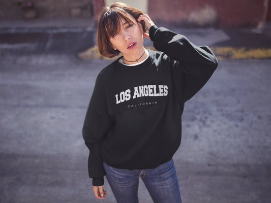Los Angeles California Vintage Crewneck Sweatshirt Black
