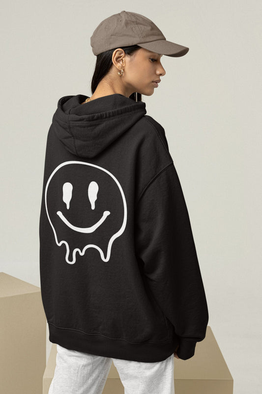 Melting Smiley Face Hoodie Black