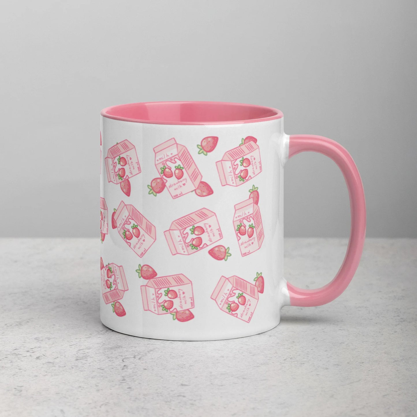 Pink Kawaii Strawberry Milk Mug