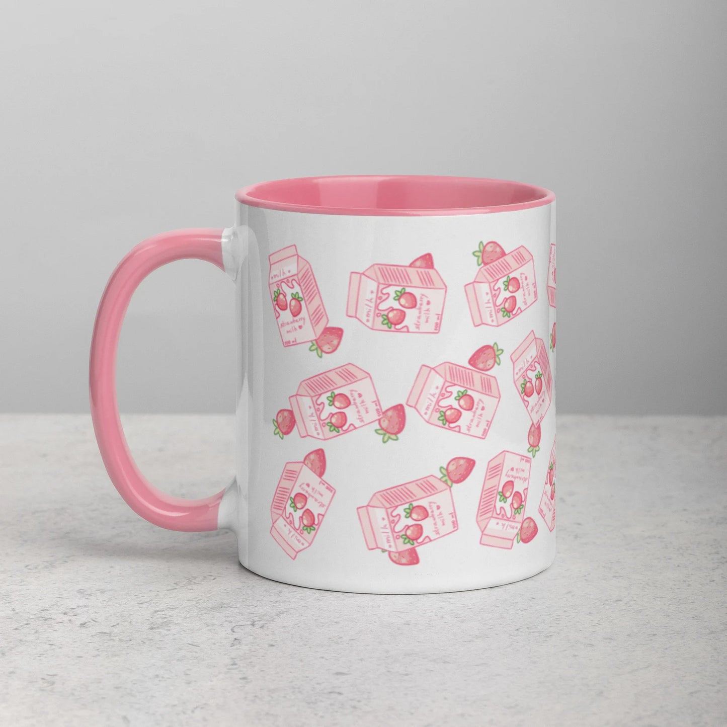 Pink Kawaii Strawberry Milk Mug