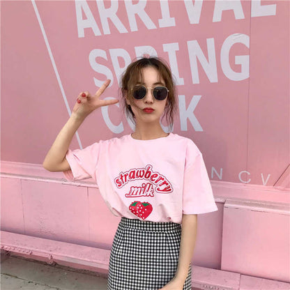 Strawberry Milk T-Shirt Light Pink