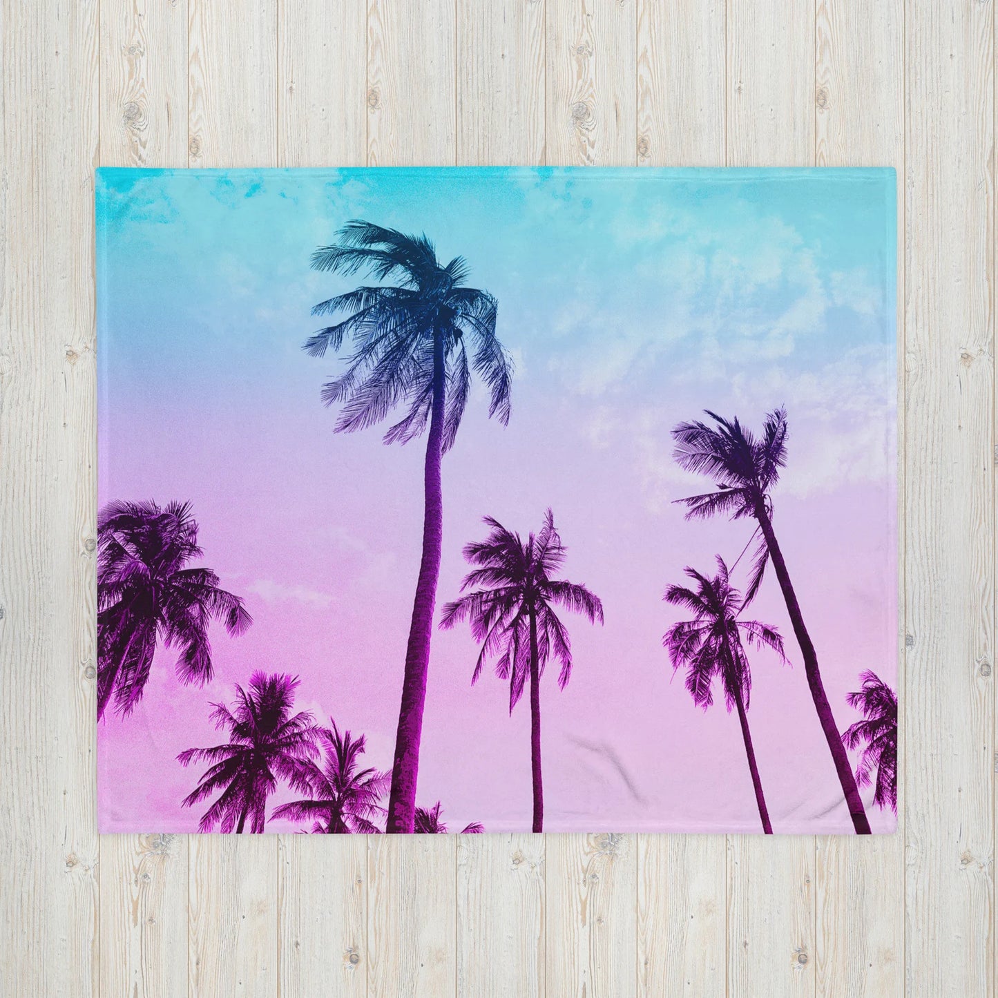 Vaporwave Aesthetic Palm Trees Throw Blanket