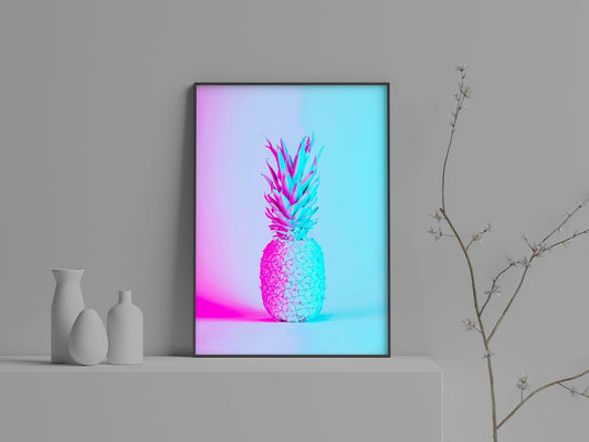 Vaporwave Futuristic Pineapple Poster Print Wall Art
