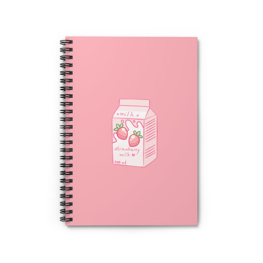 Kawaii Strawberry Milk Cartoon Spiral Notebook