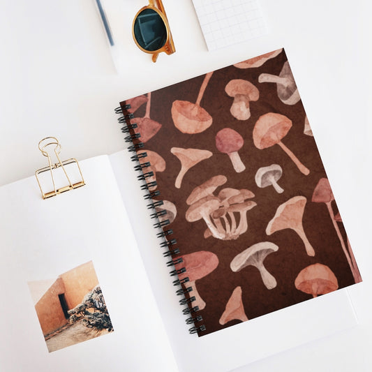 Dark Academia Mushroom Spiral Notebook