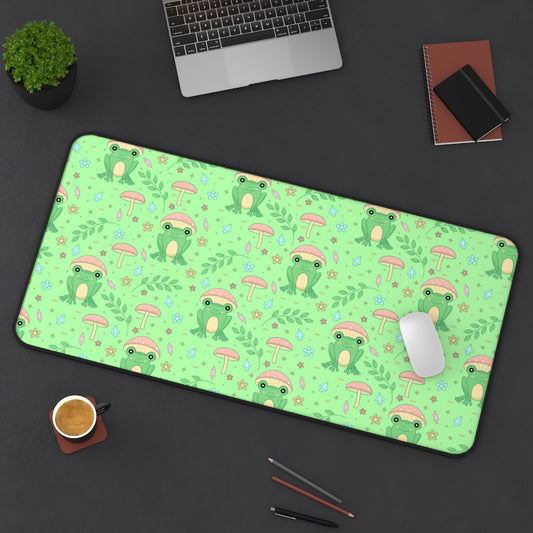 Cottagecore Kawaii Frog Desk Mat