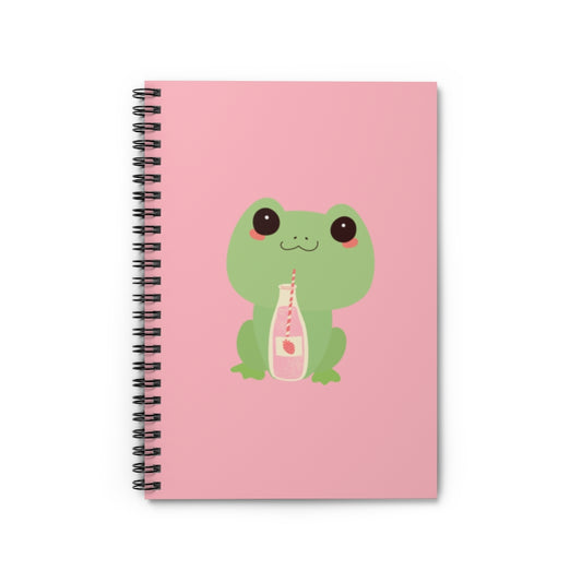 Kawaii Strawberry Milk Frog Spiral Notebook