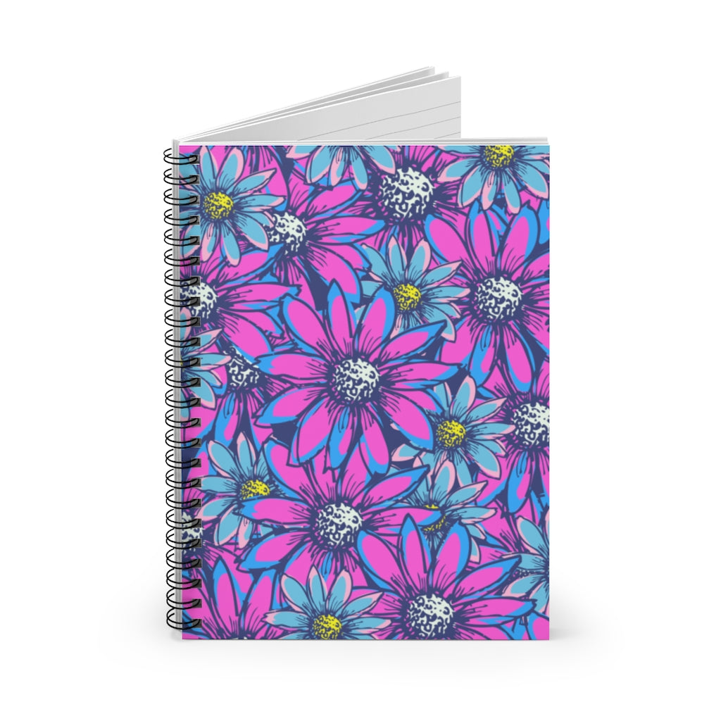 Vintage 90s Purple Blue Floral Spiral Notebook