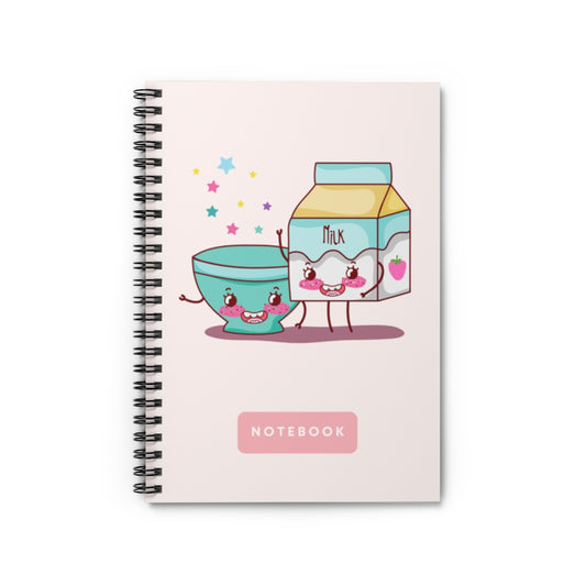 Strawberry Milk Box & Kawaii Bowl Spiral Notebook