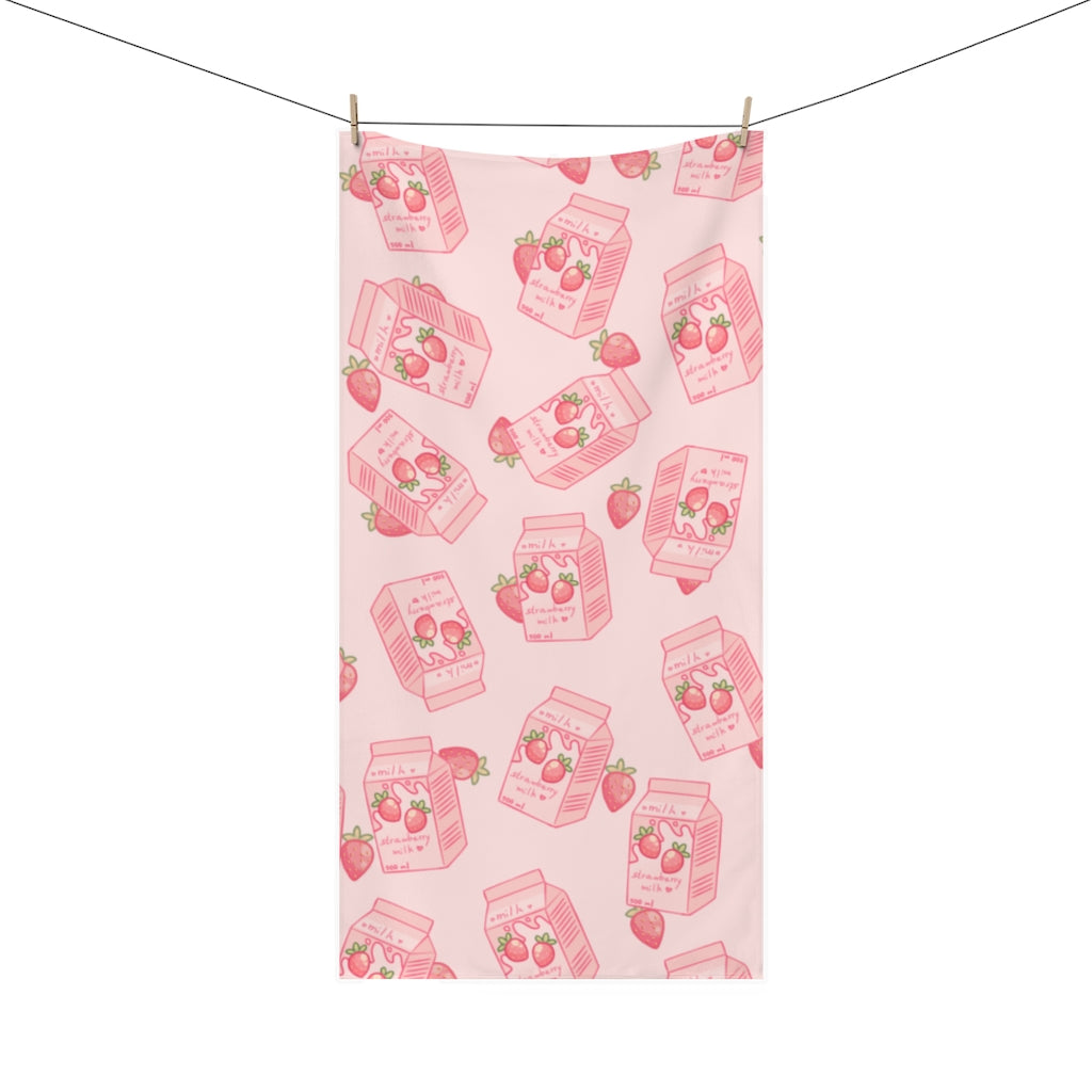 Kawaii Strawberry Milk Beach Towel