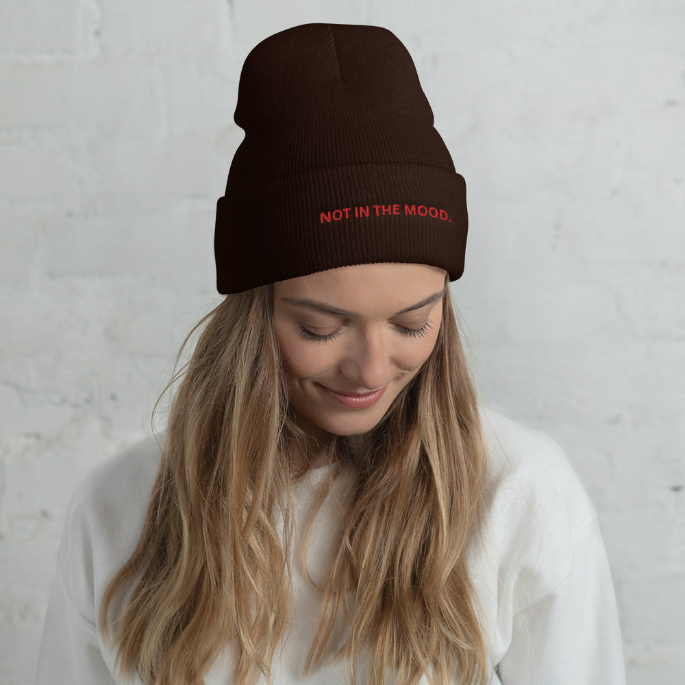 Not In The Mood Embroidered Beanie Beanie