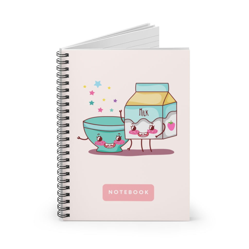 Strawberry Milk Box & Kawaii Bowl Spiral Notebook