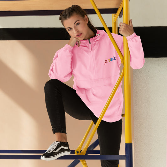 LGBT Pride Embroidered Champion Packable Jacket Candy Pink