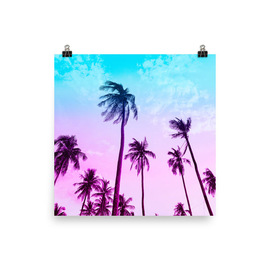 Vaporwave Neon Tropical Palm Trees Poster Wall Art